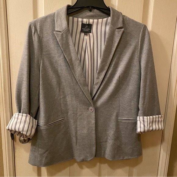 Adrianna Papell sweatshirt blazer size large, soft gray pinstripe lining NWOT - Picture 7 of 17